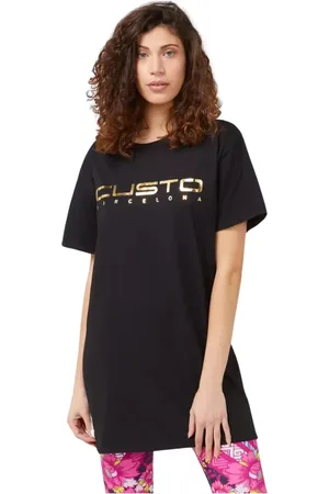 Custo Barcelona Top, Dame, Sort, S, Bomuld, Sort Oversized Front Print T-Shirt