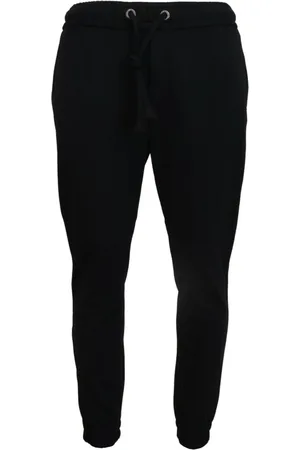 Dolce & Gabbana Bukser, Herre, Sort, XL, Uld, Sorte Sport Uld Sweatpants