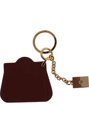 Dolce & Gabbana Tilbehør, Herre, Gul, ONE SIZE, Uld, Brun Læder Miss Sicily Guld Nøglering