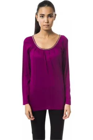 Byblos Top, Dame, Lilla, S, Uld, Lilla Langærmet Rund Hals T-shirt