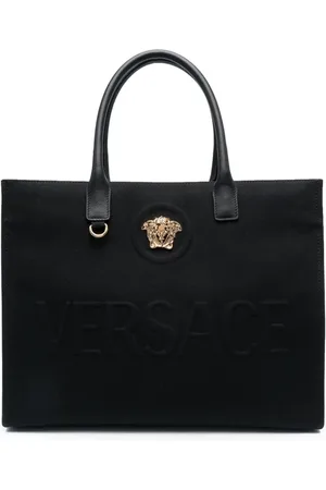 VERSACE Taske, Dame, Sort, ONE SIZE, Stof og Kalveskind Tote Tasker