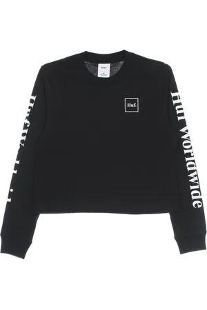 Huf Sweathshirts & Hoodies, Dame, Sort, XS, Sort Crop Tee - Streetwear Stil