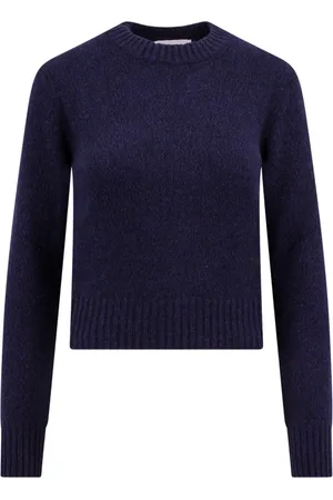 Ami Strik, Dame, Blå, M, Uld, Blå Strikvarer, Crew-Neck, Langærmet