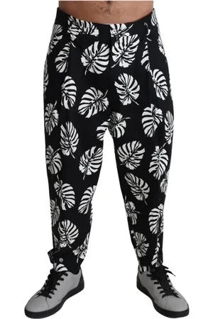 Dolce & Gabbana Bukser, Herre, Flerfarvet, L, Bomuld, Smukke Palm Leaf Bukser