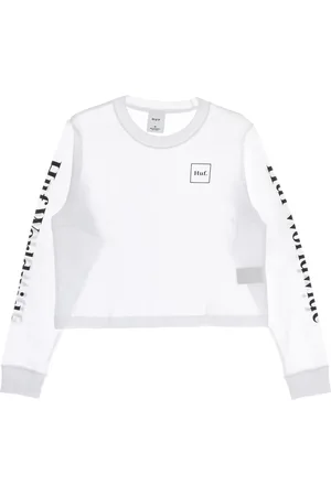 Huf Sweathshirts & Hoodies, Dame, Hvid, L, Hvid Crop Tee - Streetwear Stil