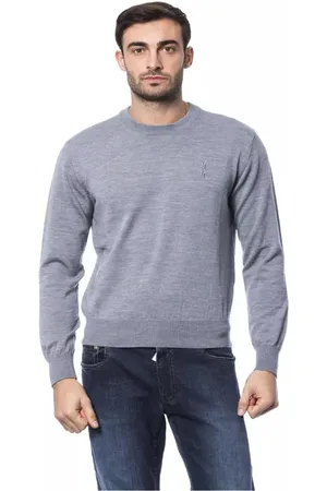 BILLIONAIRE Strik, Herre, Grå, S, Uld, Grå Broderet Merinould Sweater