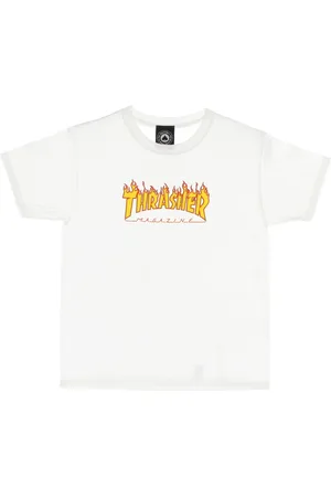 Thrasher Top, Herre, Hvid, S, Flame Tee Børne T-shirt