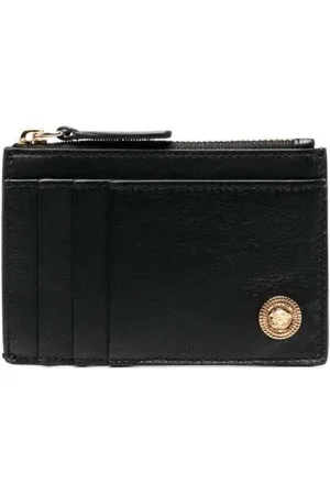 VERSACE Tilbehør, Herre, Sort, ONE SIZE, Uld, Sort pung med lynlås og kortlomme