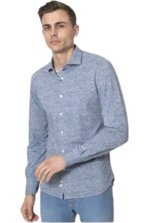 Orian Skjorte, Herre, Blå, M, Uld, Blå meleret skjorte