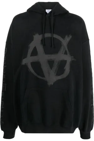 Vetements Sweathshirts & Hoodies, Herre, Sort, S, Bomuld, Sort Grafisk Print Hættetrøje