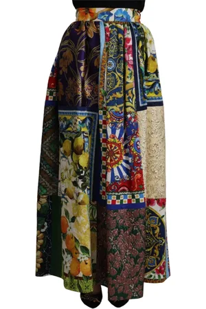 Dolce & Gabbana Nederdel, Dame, Flerfarvet, 3XS, Bomuld, Multifarvet Sicilien Maxi Nederdel