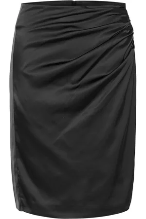 INWEAR Nederdel, Dame, Sort, L, Polyester, Sort draperet nederdel med høj talje