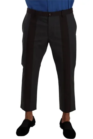 Dolce & Gabbana Bukser, Herre, Grå, M, Bomuld, Grå Bordeaux Stribet Cropped Bukser