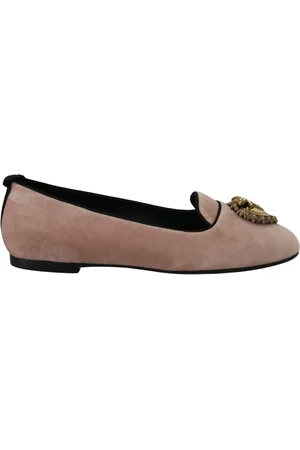 Dolce & Gabbana Sko, Dame, Lyserød, 37 EU, Læder, Rosa Velvet Slip Ons Loafers Flats Sko
