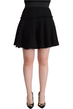 Dolce & Gabbana Nederdel, Dame, Sort, XS, Bomuld, Sort Strikket Højtaljet Mini A-line Nederdel