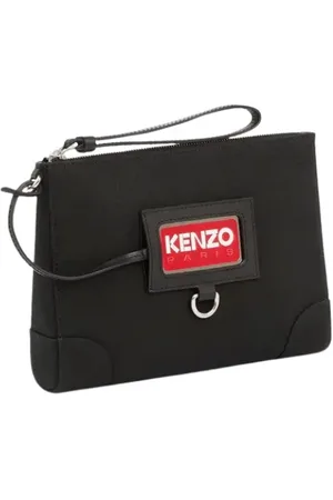 Kenzo Taske, Dame, Sort, ONE SIZE, Rejseinspireret sort taske med badgeholder
