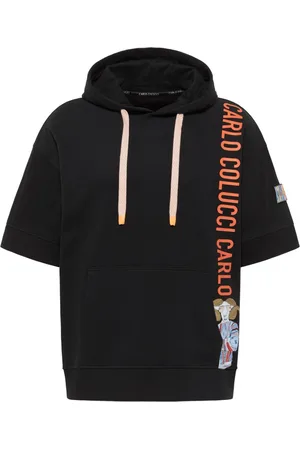 Carlo Colucci Sweathshirts & Hoodies, Herre, Sort, S, Crivellaei Kortærmet Sweathoodie