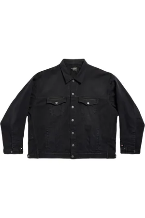 Balenciaga Skjorte, Herre, Sort, S, Denim, Sort Deconstructed Denim Jakke