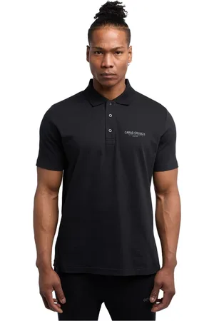 Carlo Colucci Top, Herre, Sort, S, Tyl, De Santis Basic Line Polo Shirt