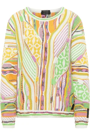 Carlo Colucci Strik, Dame, Flerfarvet, 2XL, Unik Rund Hals Sweater Kollektion