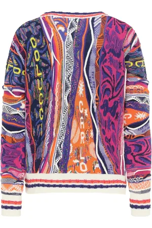 Carlo Colucci Strik, Dame, Flerfarvet, M, Unik Jacquard Pullover til Kvinder