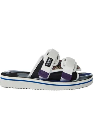 SUICOKE Sko, unisex, Hvid, 39 EU, Bomuld, Grafisk Mønster Sliders