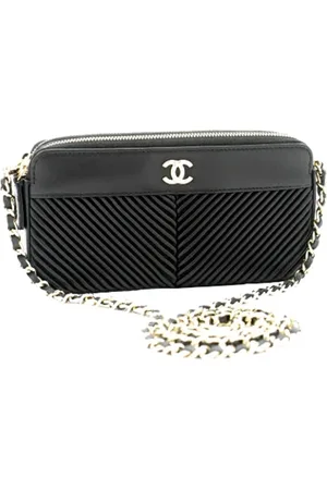 CHANEL Pre-owned, Dame, Sort, ONE SIZE, Læder, Pre-owned Sort Læder Chanel Pengepung på Kæde