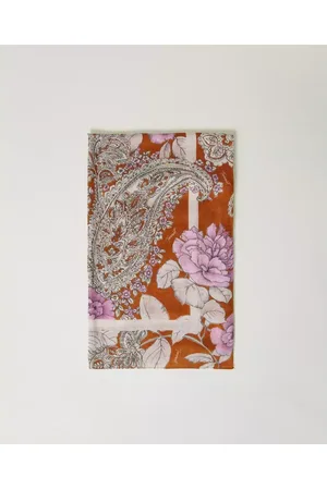 Twin-Set Tilbehør, Dame, Flerfarvet, ONE SIZE, Brun Blomstret Paisley Tørklæde