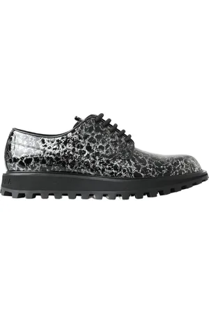 Dolce & Gabbana Sko, Herre, Sort, 39 EU, Læder, Sort Hvid Patent Læder Derby Sko