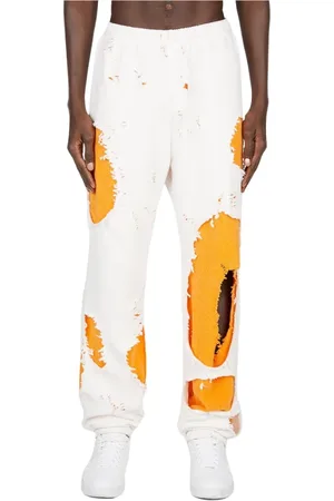 Liberal Youth Ministry Bukser, Herre, Hvid, L, Bomuld, Retro-Futuristiske Track Pants med Distressed Effekt