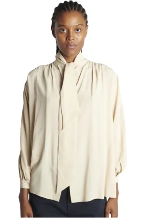 Nº21 Bluser & Skjorter, Dame, , L, Uld, Ivory Højhalset Plastron Skjorter