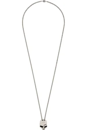 Alexander McQueen Tilbehør, Herre, Grå, ONE SIZE, Uld, Split Skull Sterling Sølv Halskæde