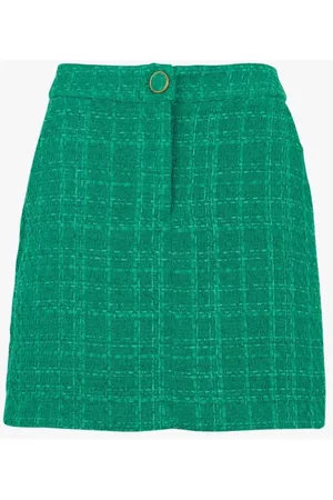 Suncoo Nederdel, Dame, Grøn, M, Tweed, Højtaljet grøn tweed nederdel