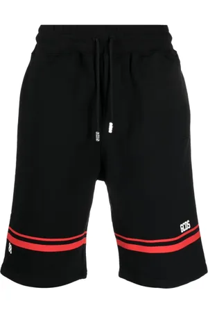 GCDS Shorts, Herre, Sort, XL, Bomuld, Sorte Shorts med Logo Print og Stribedetaljer