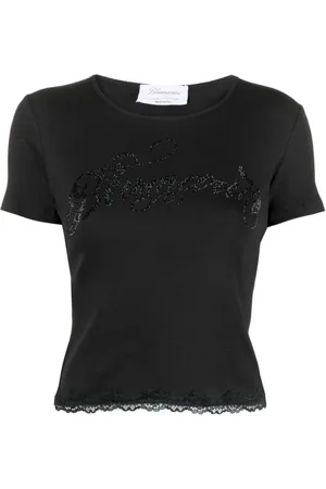BLUMARINE Top, Dame, Sort, S, Bomuld, Sorte Skjorter med Stil