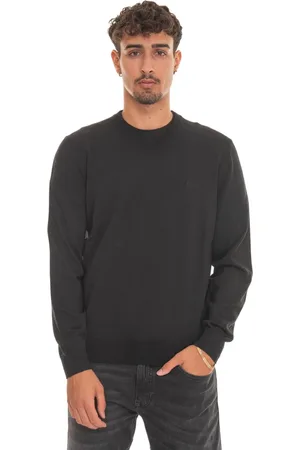 HUGO BOSS Strik, Herre, Sort, S, Uld, Klassisk V-hals Pullover
