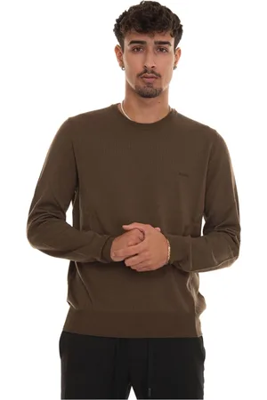 HUGO BOSS Strik, Herre, Grøn, 3XL, Uld, Slim Fit Merinould Pullover