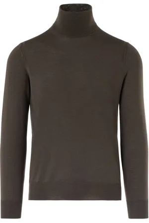Paolo Pecora Strik, Herre, Brun, 2XL, Uld, Højhalset Brun Uldtrøje