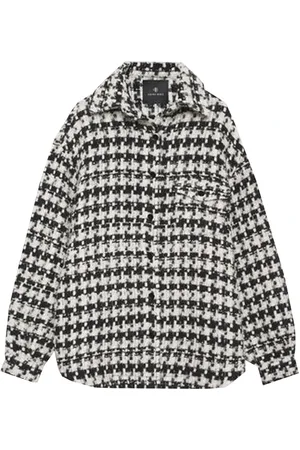 ANINE BING Jakke, Dame, Hvid, M, Tweed, Smart Tweed Jakke med Krave og Brystlomme