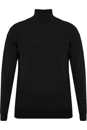 Paolo Pecora Strik, Herre, Sort, 3XL, Uld, Sort Uldtrøje med Høj Hals