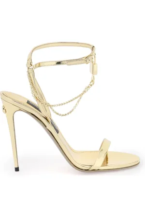Dolce & Gabbana Sko, Dame, Gul, 37 1/2 EU, Læder, Lamineret lædersandaler med charme