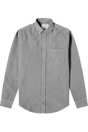 Portuguese Flannel Skjorte, Herre, Grå, L, Bomuld, Lys Grå Corduroy Skjorte