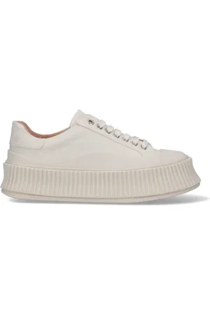 Jil Sander Sko, Dame, Hvid, 41 EU, Hvide Oversize Sneakers med Gummidetaljer