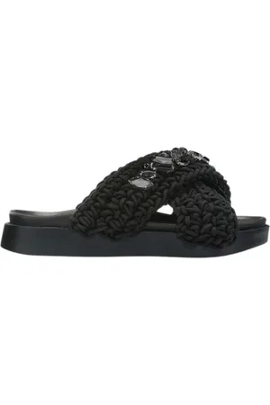 INUIKII Sko, Dame, Sort, 38 EU, Læder, Woven Stones hjemmesko