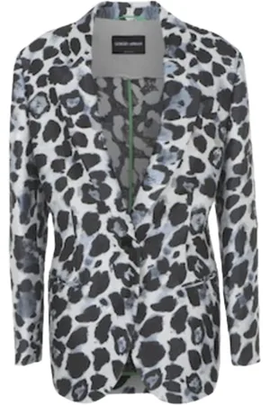 Giorgio Armani Jakke, Dame, Grå, XS, Polyester, Dyr Jacquard Silkeblandet Jakke