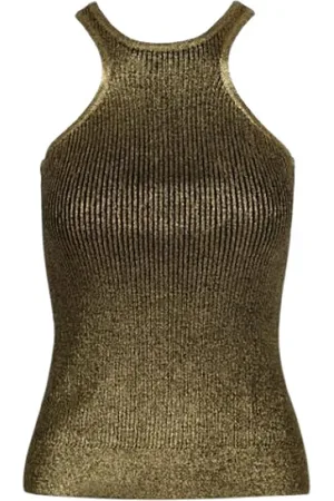 BARBARA BUI Top, Dame, Grøn, L, Bomuld, Metallic Strikket Tank Top