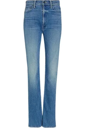 Mother Jeans, Dame, Blå, W27, Bomuld, Højtaljede straight leg jeans