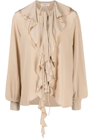 Victoria Beckham Bluser & Skjorter, Dame, , XS, Silke Ruffle Sand Skjorte