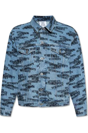 Vetements Jakke, Herre, Blå, M, Denim, Denimjakke med logo