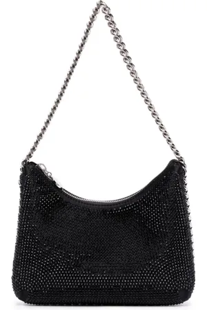 Stella McCartney Taske, Dame, Sort, ONE SIZE, Uld, Mini Falabella skuldertaske med lynlås og krystaller